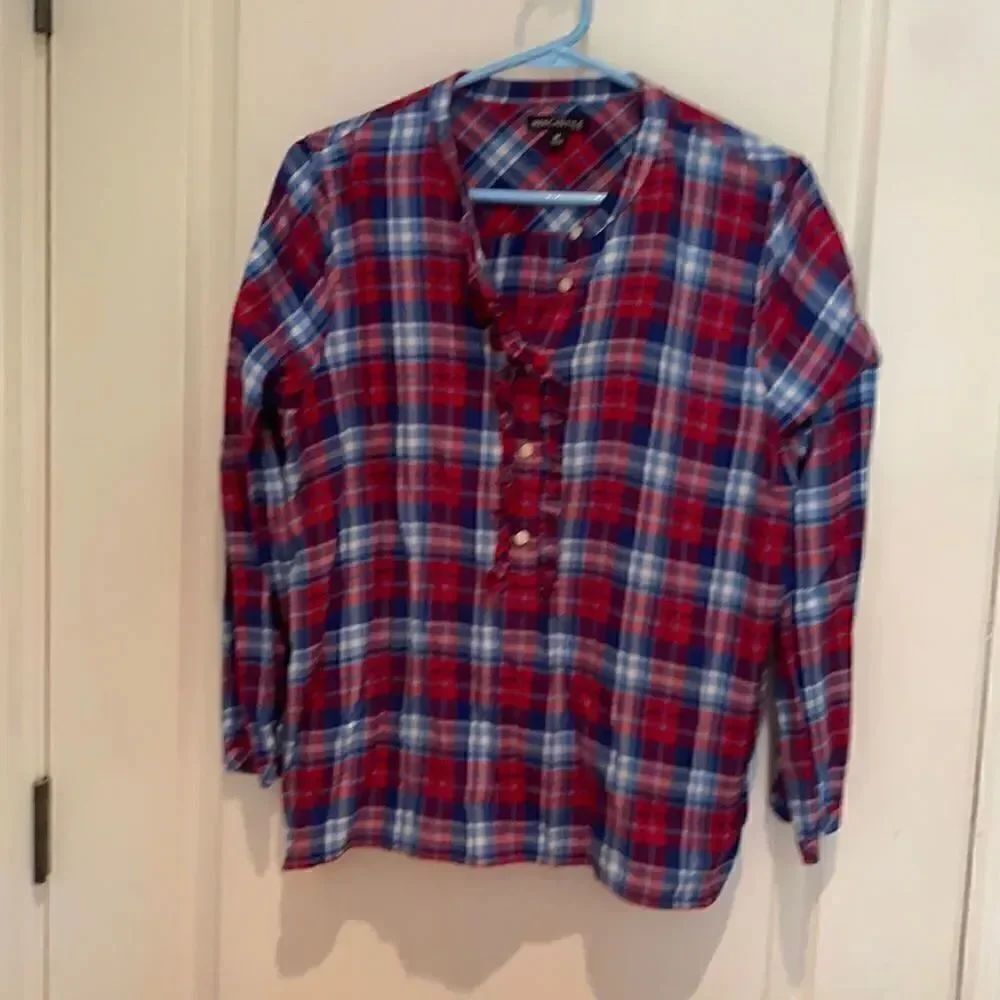 J crew popover flannel blouse M